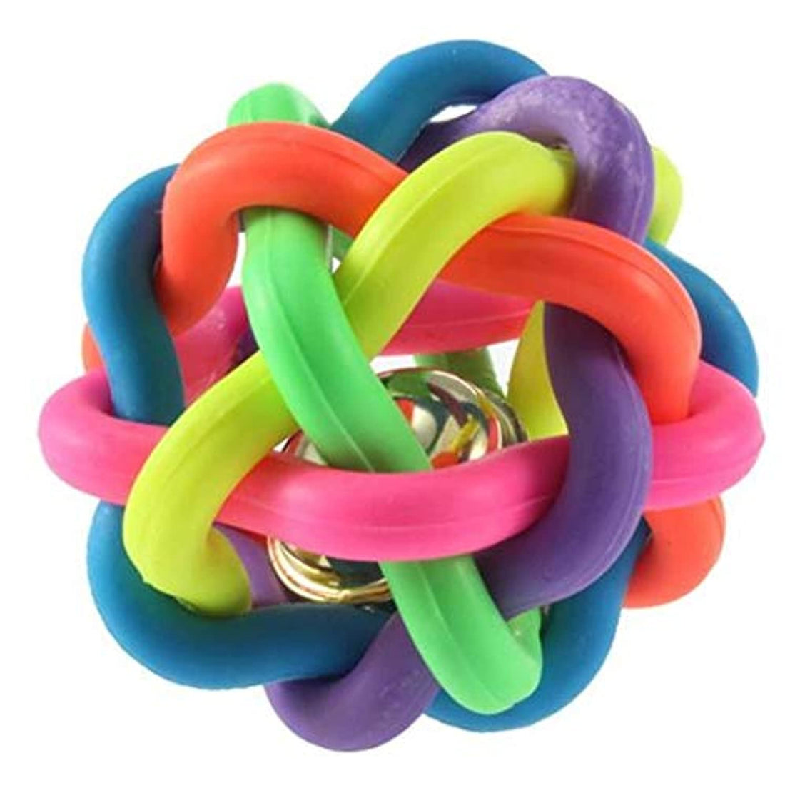 Rainbow Rubber Ball With Bell Medium