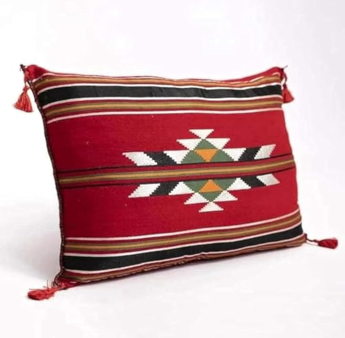 Sinawai Throw Pillow, Cotton Fill, 50x70cm, Rectangular, Soft, Red, Plain, Minimalist