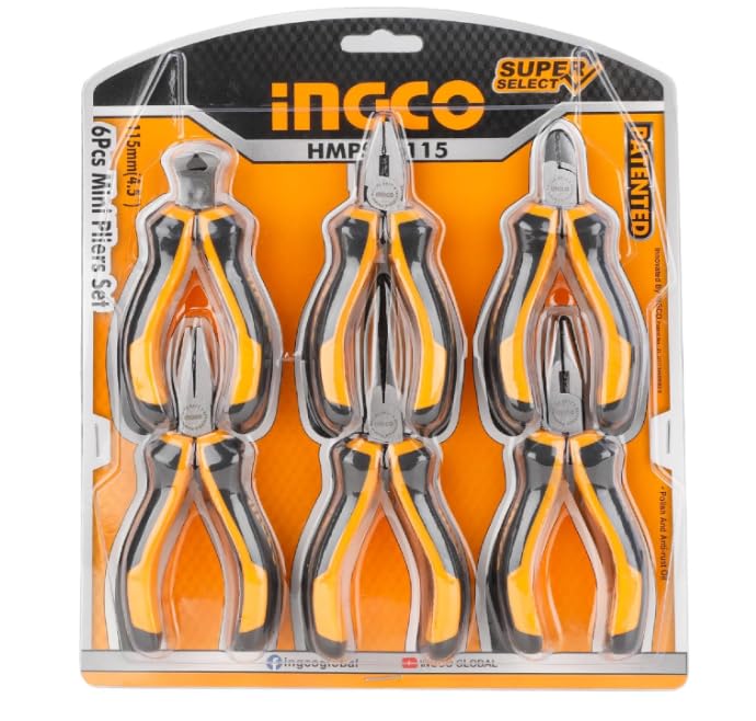 INGCO Professional 6-Piece Pliers Set – Strong, Versatile and Reliable