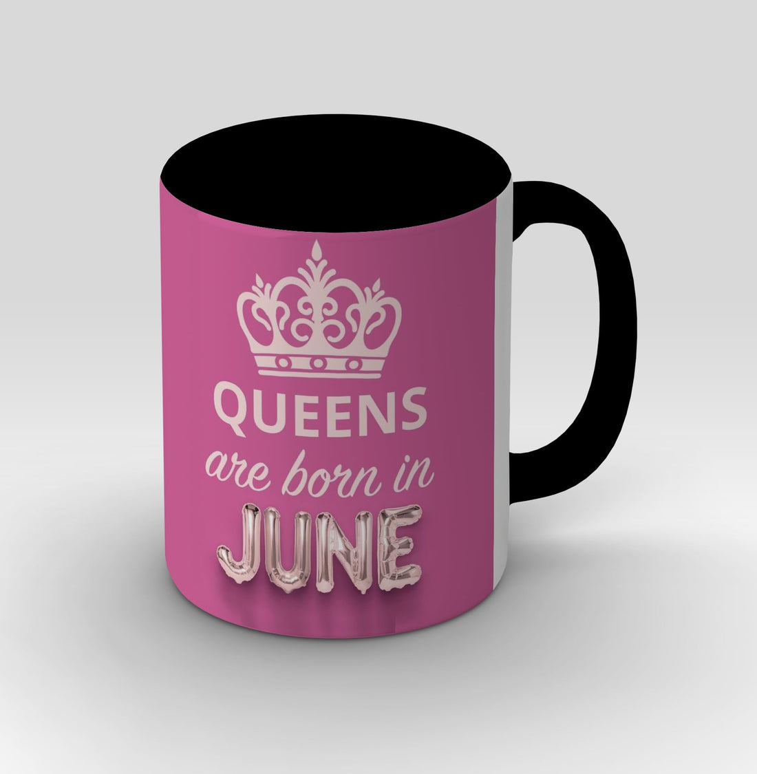 Ceramic Mug - Queens are born in June Birthday Gift Idea Mug - Drawing Mug - black -MD892