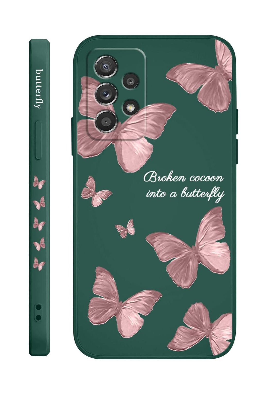 Fekra Red Butterfly Soft TPU Case For Samsung Galaxy A73 Shockproof Silicone Cover (Green, Samsung Galaxy A73)