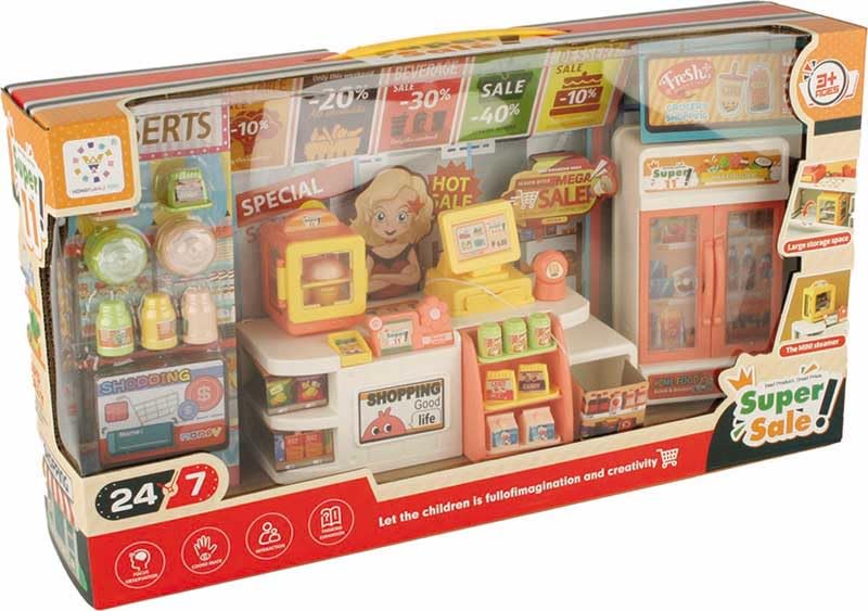 Supermarket Toy for Kids, Includes Cashier, Refrigerator and Shelf, Ages 3+ Develops Imagination and Creativity
