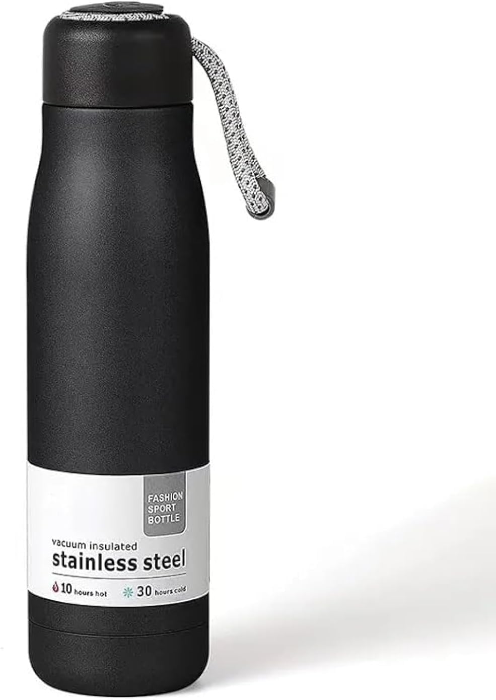 Downtown 550ml Black Stainless Steel Vacuum Flask, Double-Layer Insulated Sports Water Bottle, High-Quality Thermal Container for Hot and Cold Hydration during Exercise and Outdoor Trips