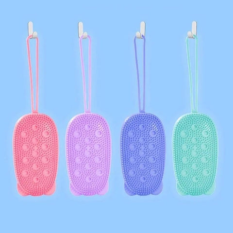 Silicone Body Scrubber Brushes (Set of 4) - Shower Brush for Unisex, Body Massage and Scrub, Deep Cleaning Double Face Bath Loofah, Available in Al-Israa (Green)