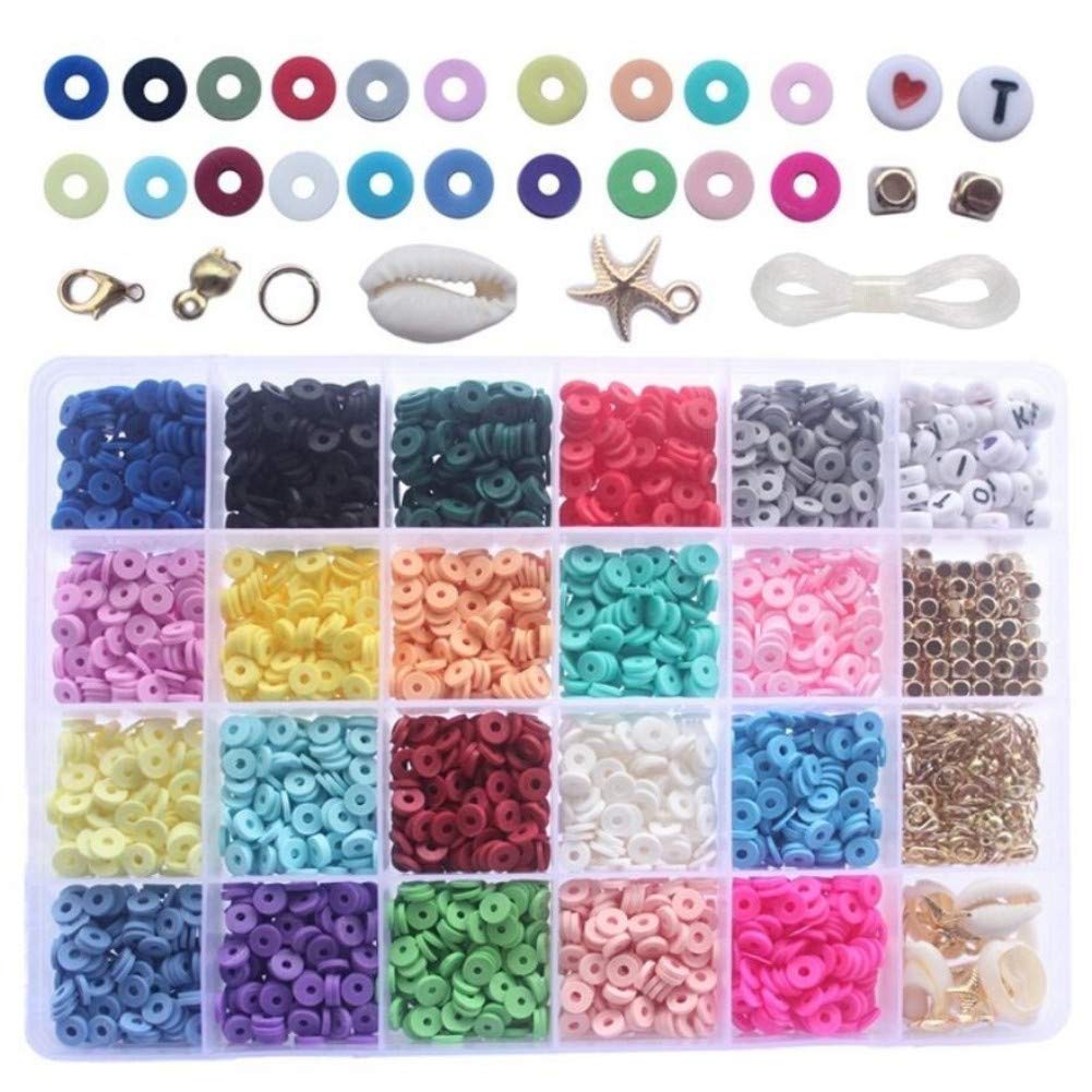 Clay Beads Polymer Fimo Round Spacer Bead for Jewelry Making,6mm 24 Pack Multicolor Beads for Bracelets,Necklace Earrings Beading,Crafting