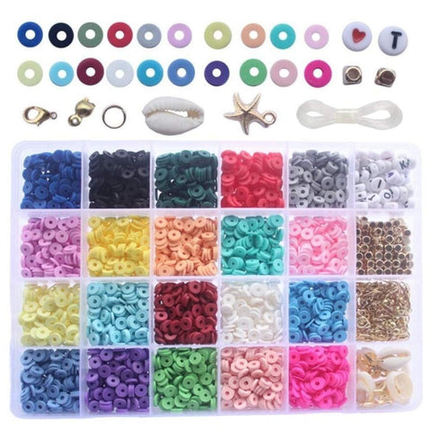 Clay Beads Polymer Fimo Round Spacer Bead for Jewelry Making,6mm 24 Pack Multicolor Beads for Bracelets,Necklace Earrings Beading,Crafting