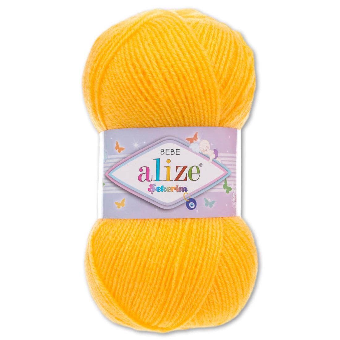 Frida's Wollhaus Alize 100 g Sekerim Bebe Baby Yarn Wool Knitting Crochet Acrylic 43 Colours (566 | Yellow)
