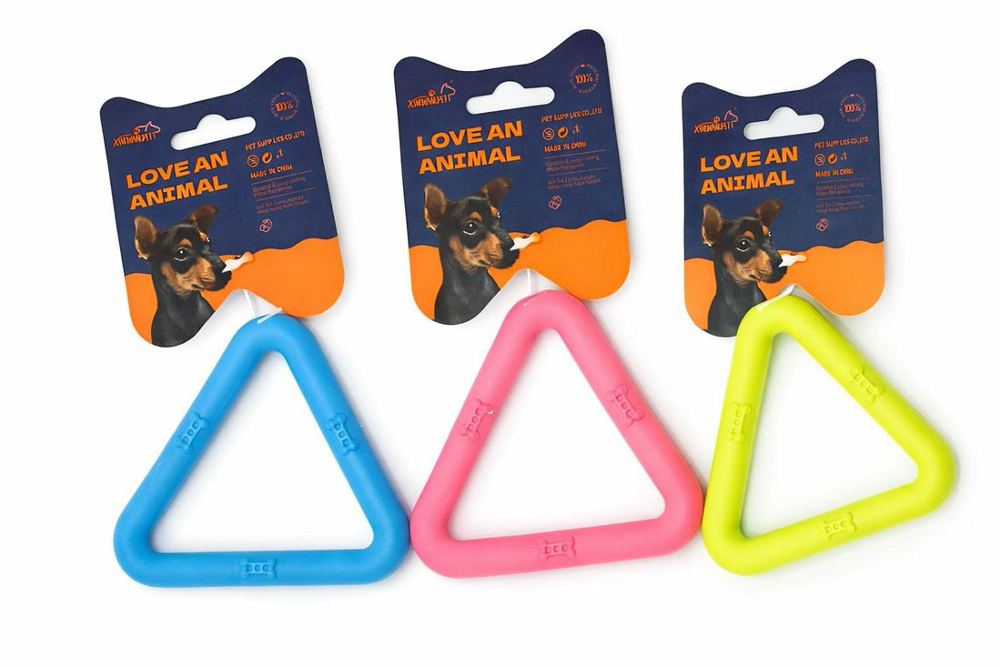 Triangle Shape Dog Chew Toy, Durable, Multiple Colours, for Pets (Yellow)
