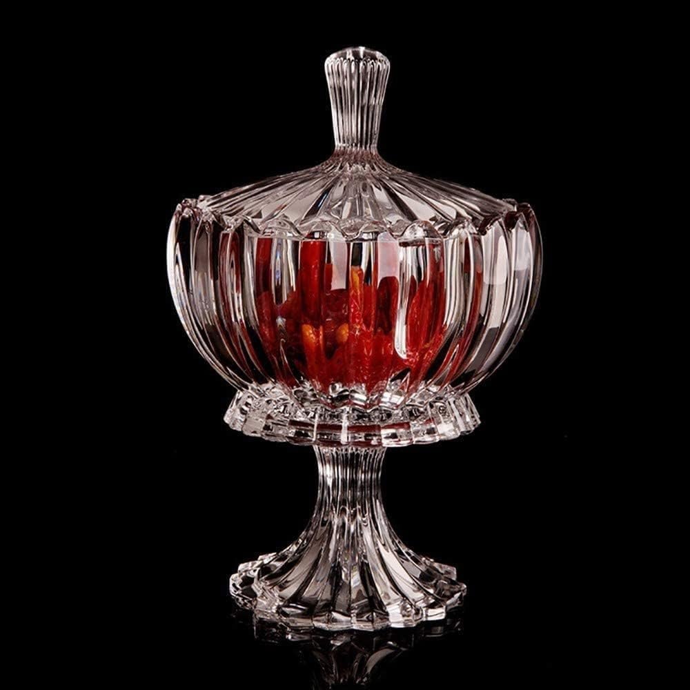 Generic Glass Candy Bowl with Lid, Pedestal Sugar Bowl for Sweets, Nuts and Dried Fruit, Clear, .smk