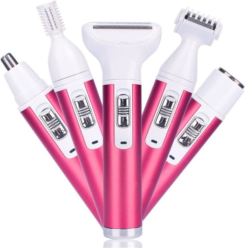 Electric Razor for Women Removal for Body Nose Hair Trimmer Face Shavers Eyebrow Legs Armpit Bikini Area Pubic Underarms Painless Rechargeable Portable 5 in 1 Womens Razors Set