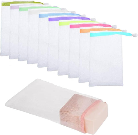 10 Pcs Mesh Soap Pouch, Exfoliating Soap Bags, Mesh Foaming Net Soap Sack Bags, Face Cleansing Foami