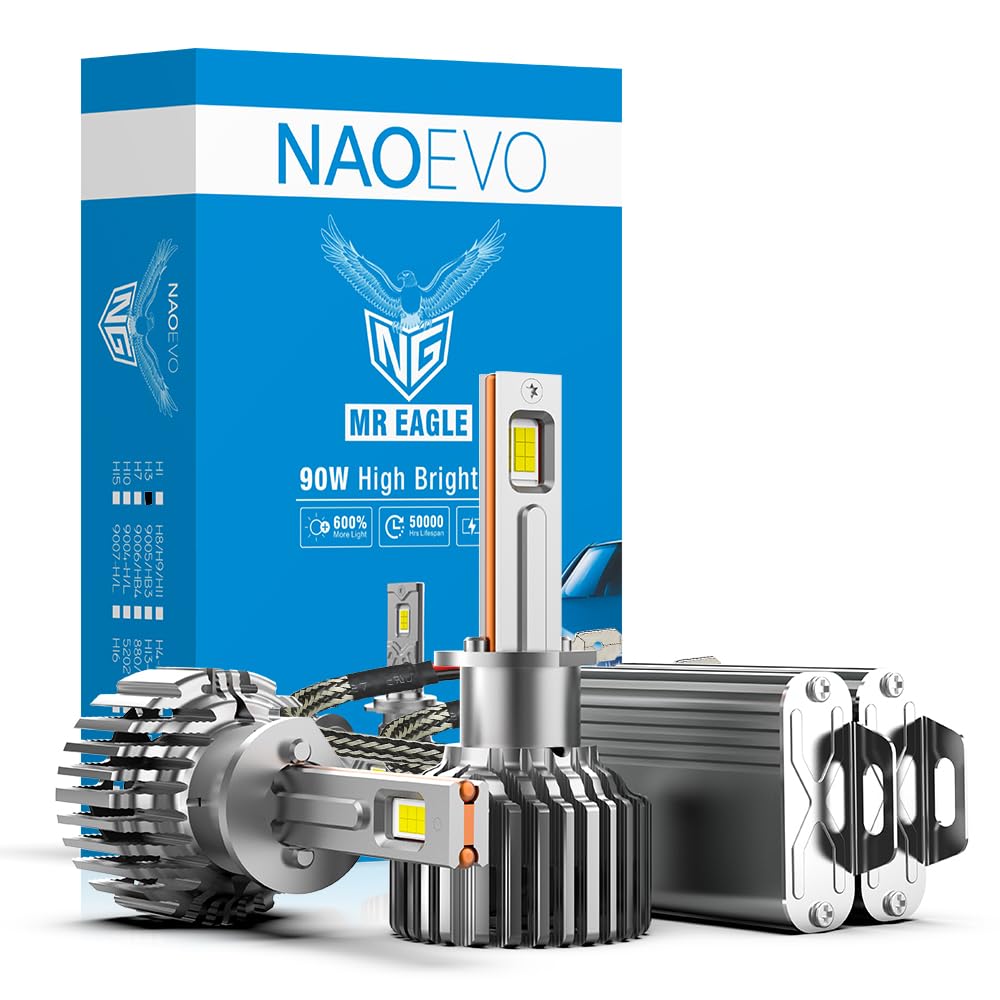 NAOEVO NG Series LED Headlight Bulbs 180 Watts / 21,600 Lumens, set of2 Bulbs (H1)
