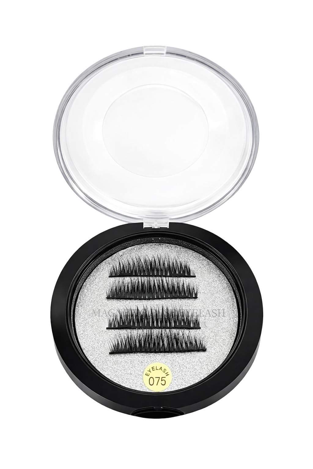 Magnetic Eyelashes Reusable 4 Pair Set, Natural Looking False Lashes in Round Storage Case, Lightweight Soft Band Wispy Lash Set for Daily Wear and Makeup Use(075)