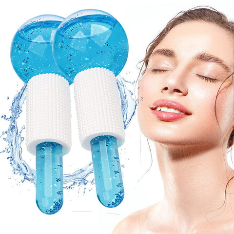 2PCS Ice Roller Globes Facial Roller Cold Skin Massagers Crystal Glass Ball for Redness Soothing Fac