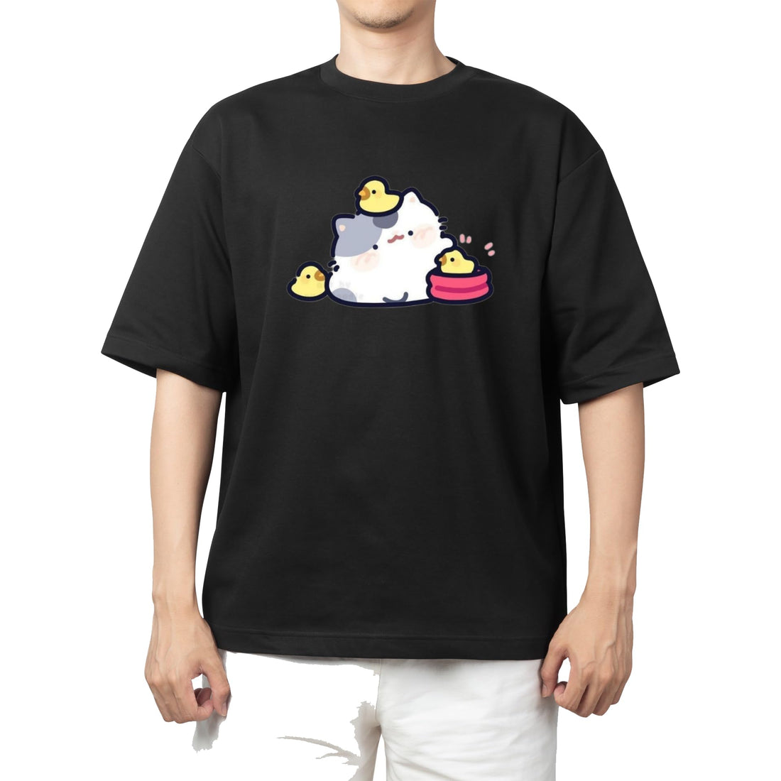 CUTE kawaii kitty cat black t-shirt oversize 94