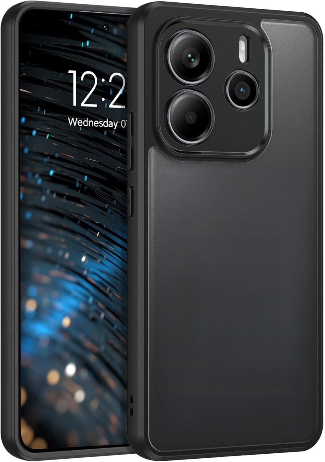 Case Cover Shockproof Hard PC Back Soft TPU Frame Matte Black Slim Protective Cover Compatible with Redmi Note 14 4G (Matte Black)