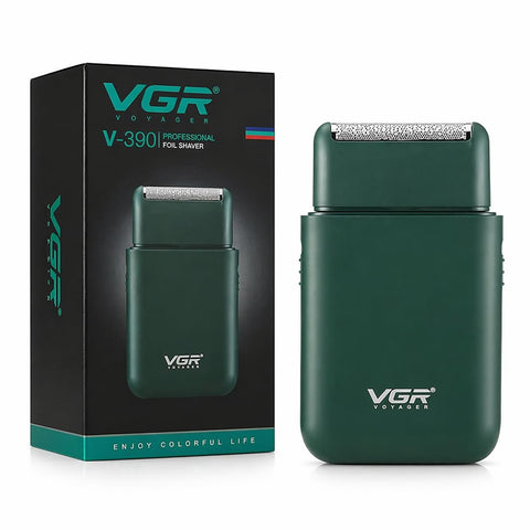 VGR V-390 Professional Ultra Thin Electric Shaver - Rechargeable Razor for Face Care, Beard Trimmer With Reciprocating Blade, USB Travel Shaver for Men - Green