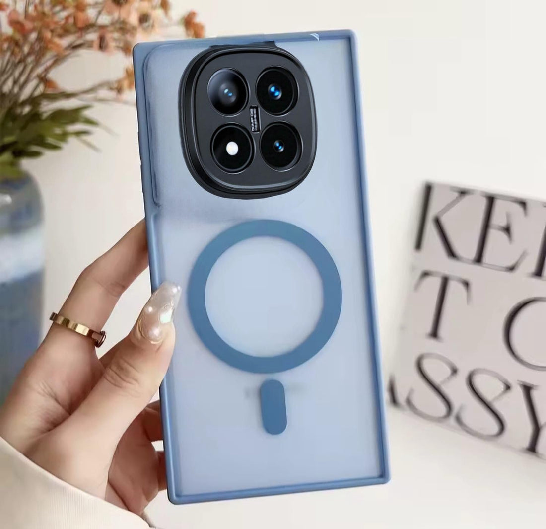 Grabist Magnetic case for Redmi Note 14 Pro Plus, Full Camera Protection with lens, Compatible with magnetic stand, Translucent Matte, Shockproof Case For Redmi Note 14 Pro plus 5g (Lite Blue)