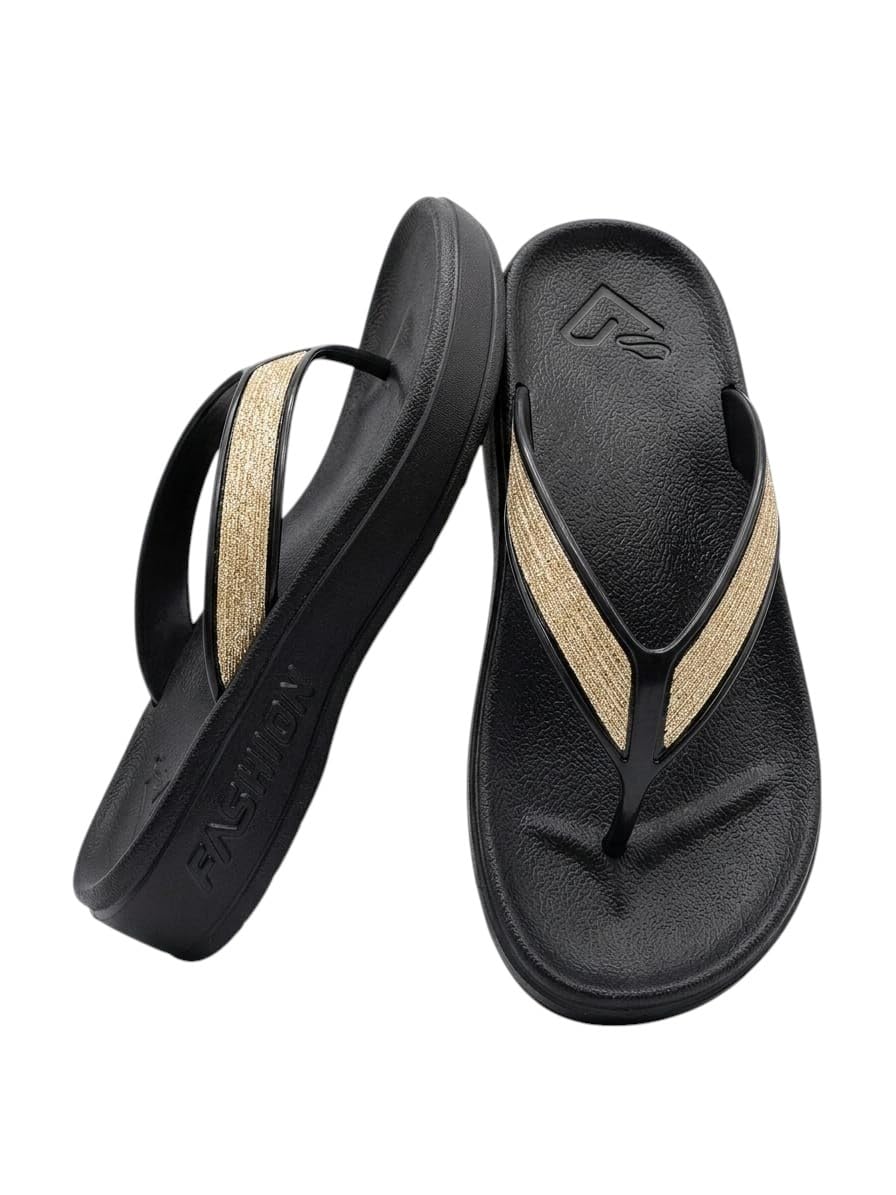 Romba Sport Women's Multicolor Glitter Strass Flip Flops for Everyday Use