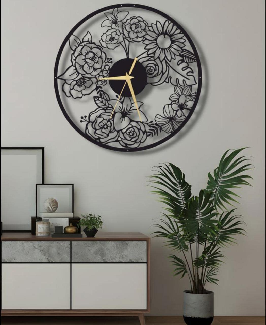 Sama steel wall clock with diameter 60 cm made of steel with black electrostatic coating