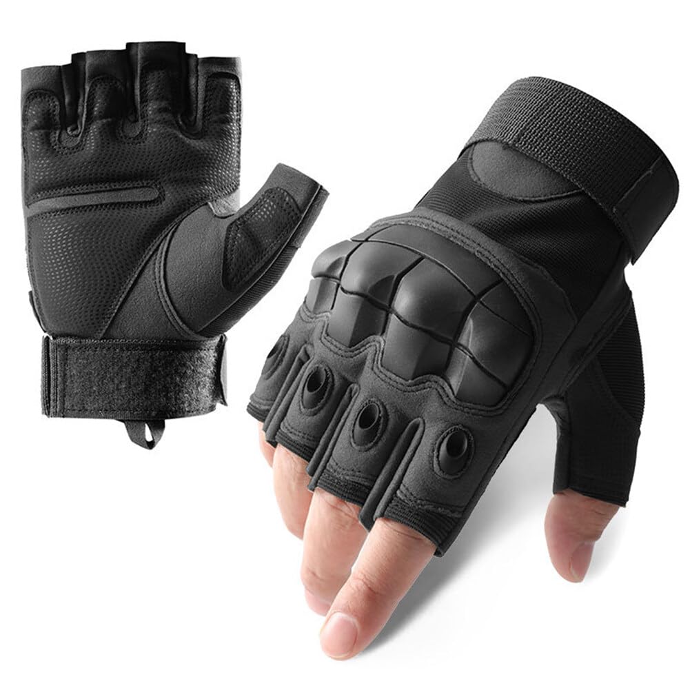 Motorcycle Gloves Men Summer Touch Screen Motorcycle Gloves Touchscreen Fingerless Tactical Gloves with Holes Breathable Knuckle Protection Gloves for Cycling Scooter