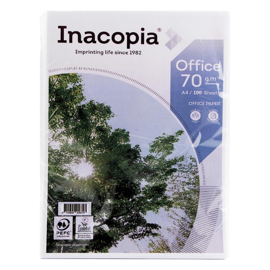 Inacopia Office photocopy paper ream 100 sheets 70 gsm A4
