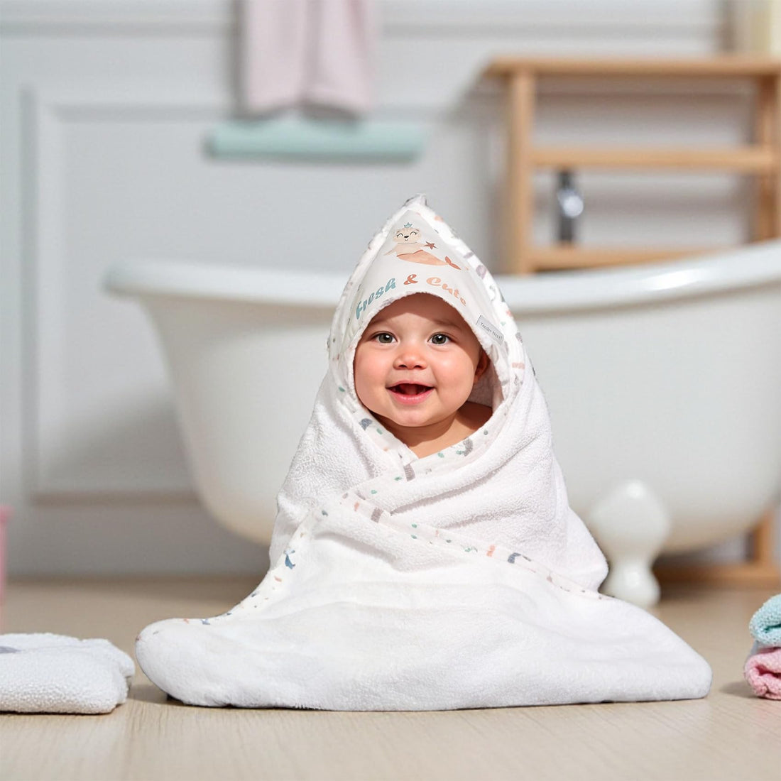 Mermaid Pattern Bath Towel Set 5 Pieces for 0-2 Years Babies