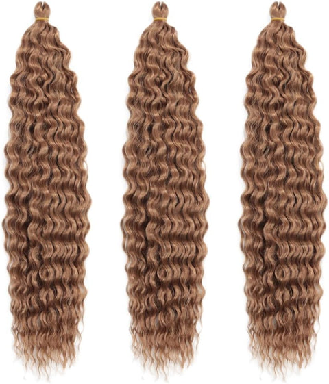 Ocean Wave Crochet Hair 3 Packs 30 Inch Deep Twist Crochet Hair Bohemian Braiding Curly Natural Black Synthetic Braiding Hair Extensions For Women W-3099#27