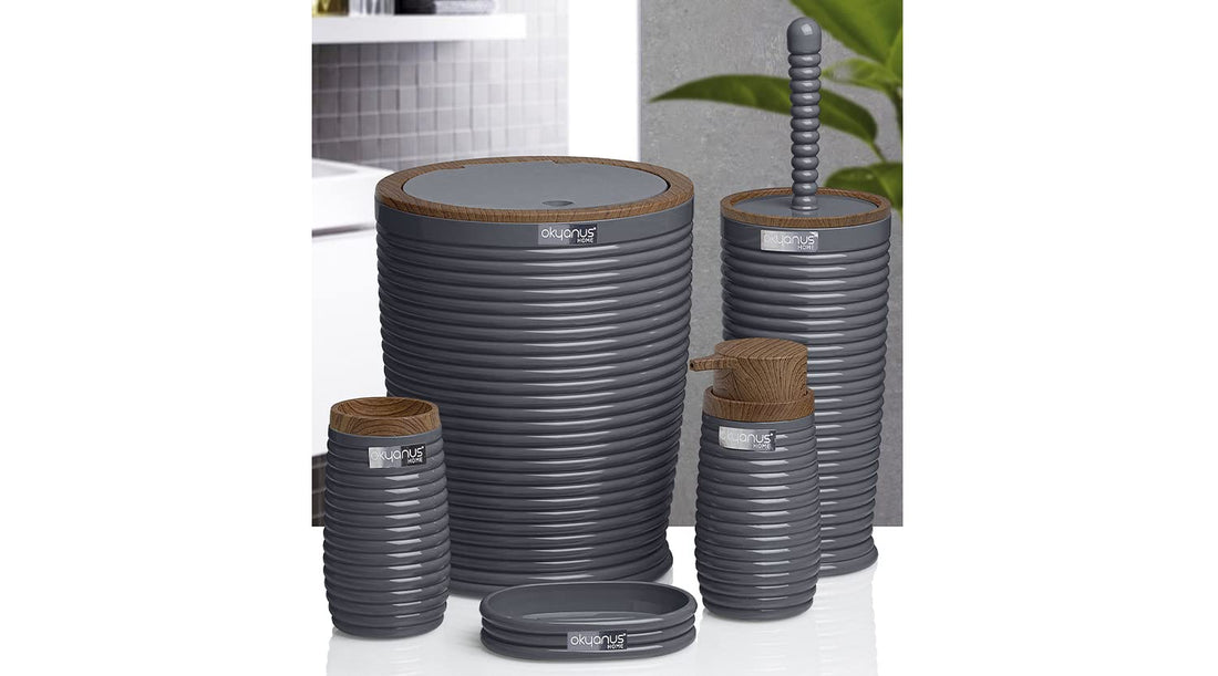 Okyanus 5-Piece Bathroom Set – Elegance (Wood) Grey, 36GCL-OKY-486-3-A