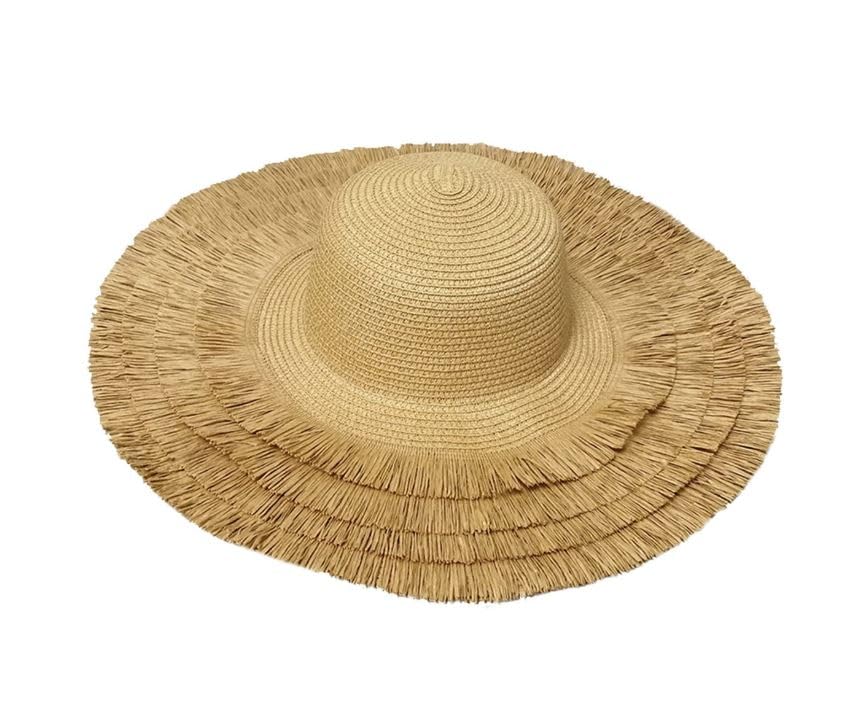 Soft And Foldable Ladies' Sun Hat With Tassel Brim For Outdoor Activities And Sun Protection On Beach, Vacation And Travel