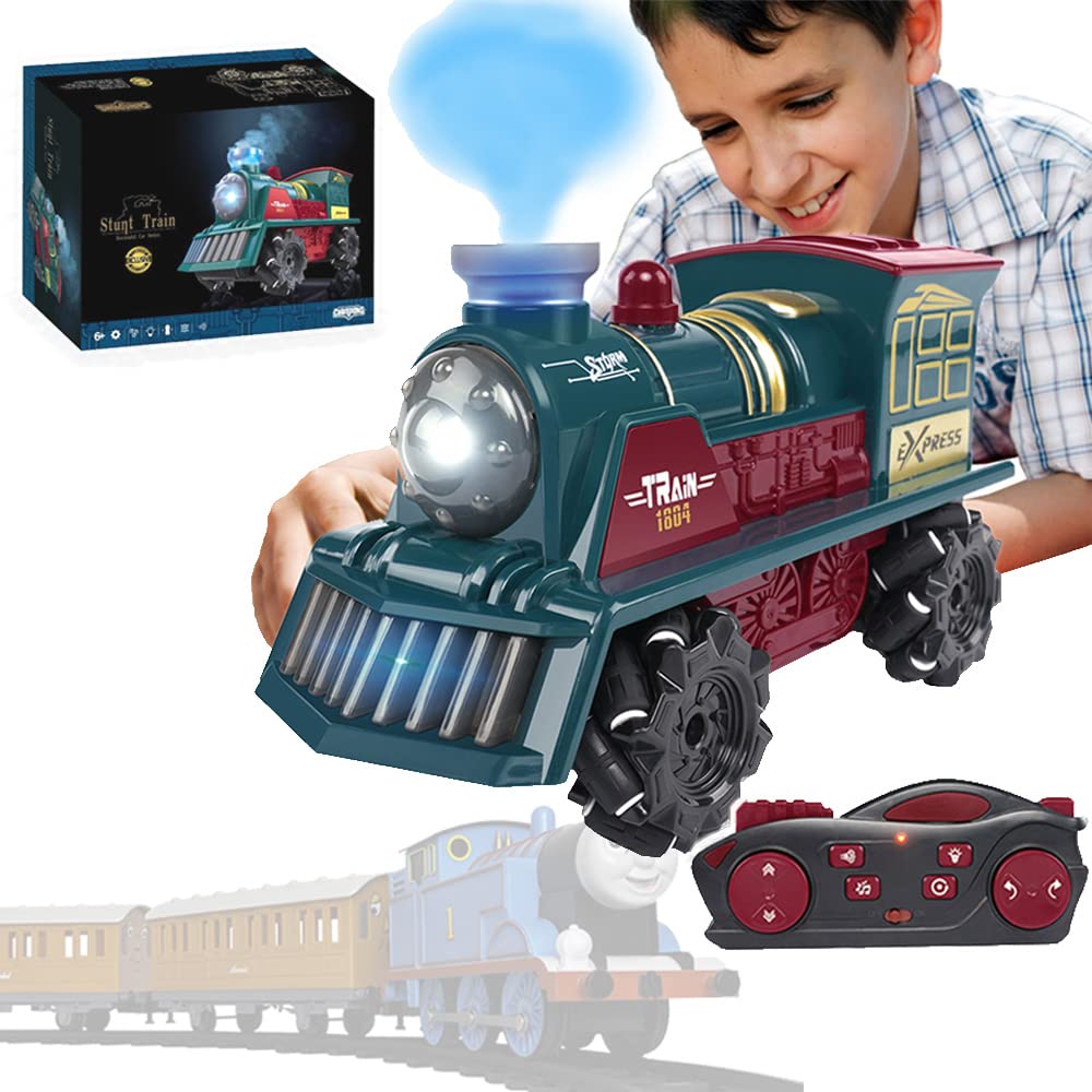 Train Toys for 3 Year olds YF-TOW Toy Electric with Smoke, Lights & Sounds,Rechargeable Battery，Birthday Gifts for 3 4 5 Year Old Boys (Red)