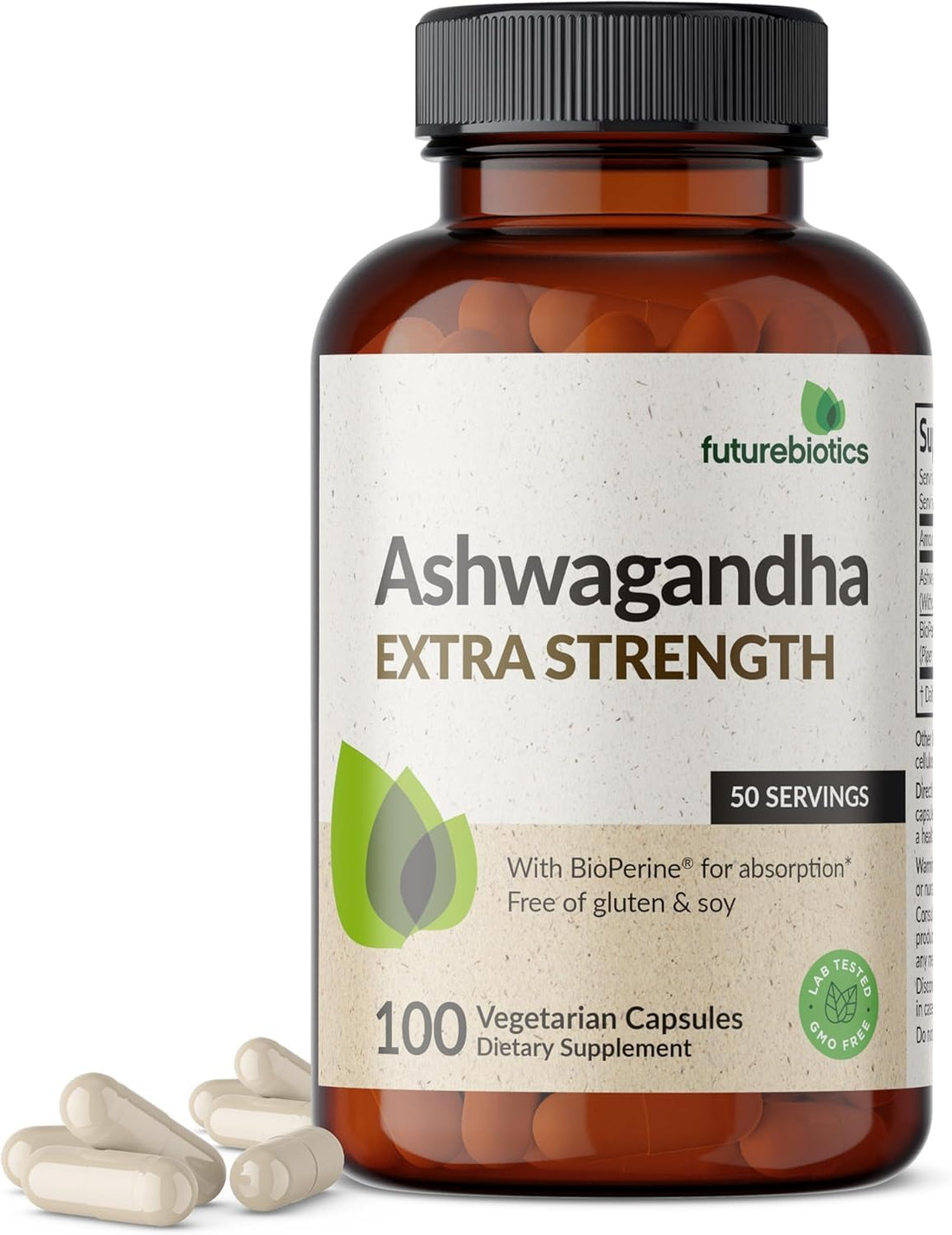 Ashwagandha Complex with BioPerine – 100 Vegetarian Capsules (50 Servings) | Extra Strength Herbal Formula – Non-GMO, Gluten Free