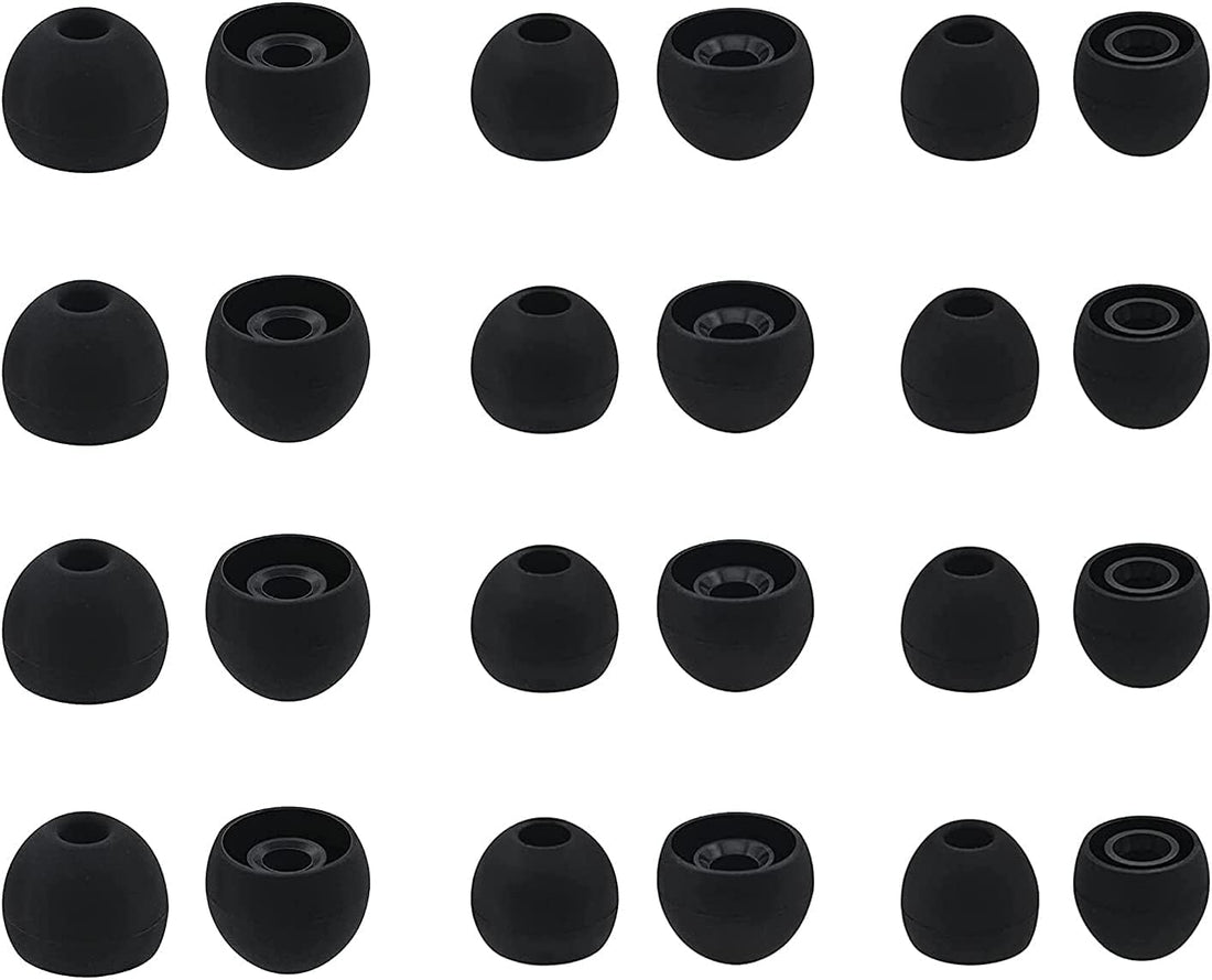Ear Tips for in-Ear Headphones - Soft Silicone - Fit Most in-Ear Earbuds Eartips (Inner Hole 3.8mm -4.8mm) - 12 Pairs (24pcs) - S/M/L - Black (Important Note: Not suitable for AirPods)