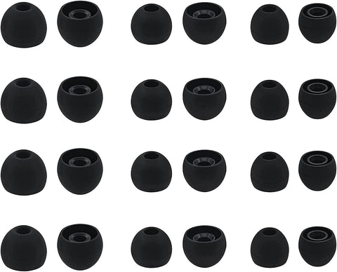 Ear Tips for in-Ear Headphones - Soft Silicone - Fit Most in-Ear Earbuds Eartips (Inner Hole 3.8mm -4.8mm) - 12 Pairs (24pcs) - S/M/L - Black (Important Note: Not suitable for AirPods)