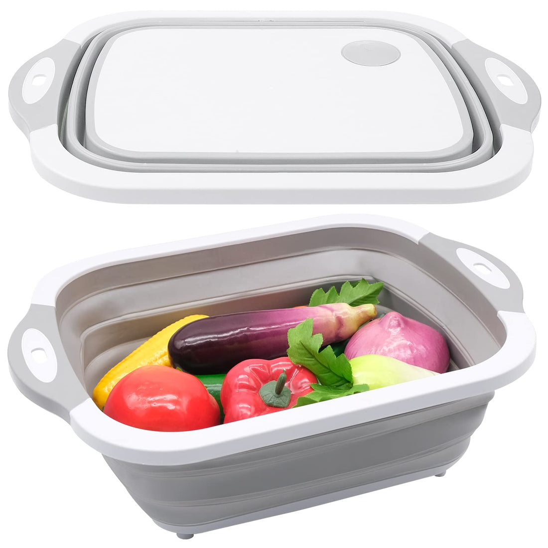 Chopping Board Foldable Multifunctional Storage Basket Bowl Drain Basket Camping Chopping Board Kitchen Board