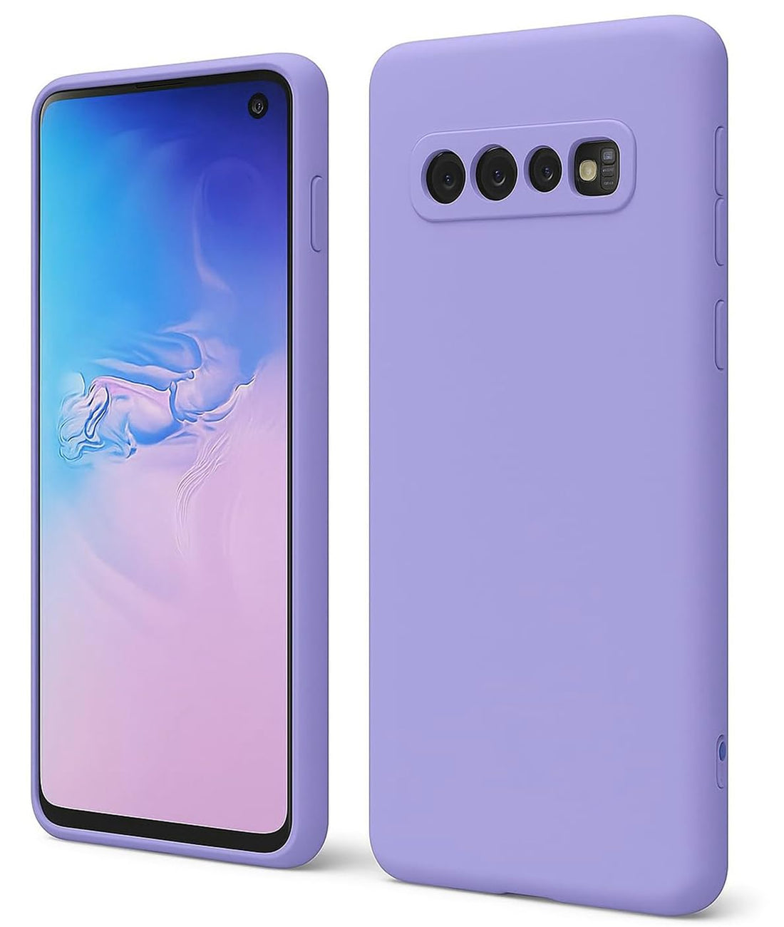 Silicone Case Compatible with Samsung Galaxy S10 (4G) Soft Silicone Gel Rubber Shockproof Cover Matte Finish with Cloth Inner Lining (Lavender)