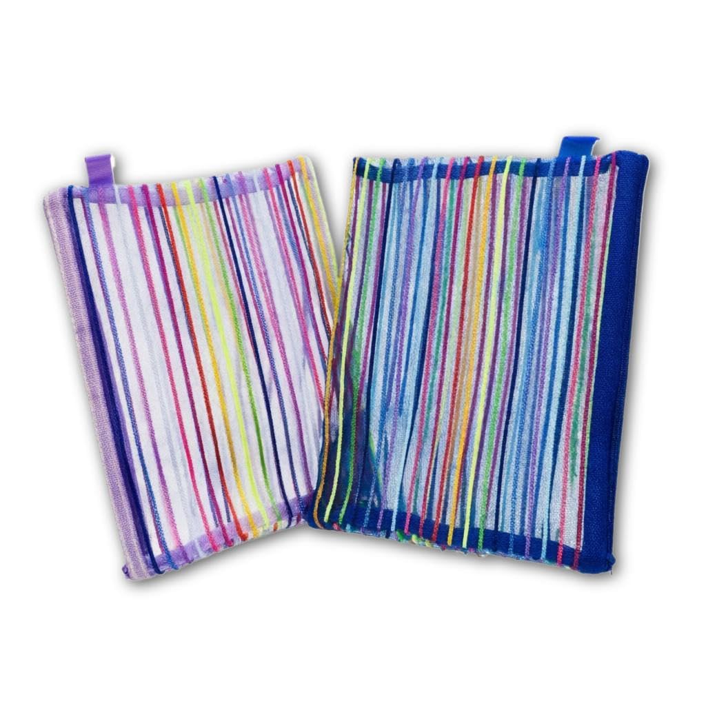 File Pouches - Mesh Zipper Document Bags Multicolour Striped, 34x23.5cm, Set of 6 for Office School Organization, Lightweight and Breathable Storage Design (6 pieces)