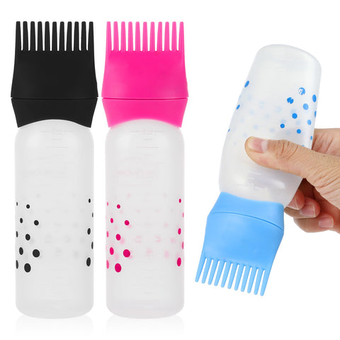 Abeillo 3 Pack Root Comb Applicator Bottle, 6 Ounce Oil Applicators for Hair Dye, Plastic Squeeze Bottle Applicator Brush with Graduated Scale, Hairdressing Coloring Styling Tool