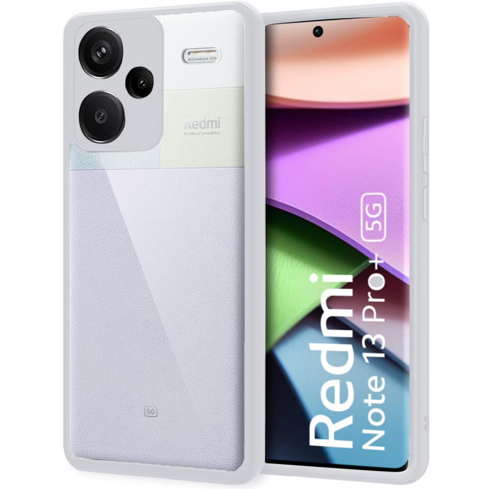 Dl3 Mobilak Compatible with Xiaomi Redmi Note 13 Pro+ Plus 5G Case Transparent, Military-Grade Shockproof Anti-Yellowing, Slim Protective Phone Case Full Bumper Cover With Camera Protective (Gray)