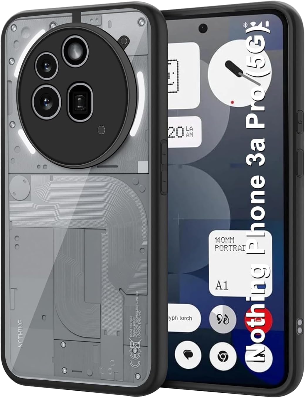 Hard Crystal Q Series Black Frame Luxury Case For Nothing Phone (3a) Pro