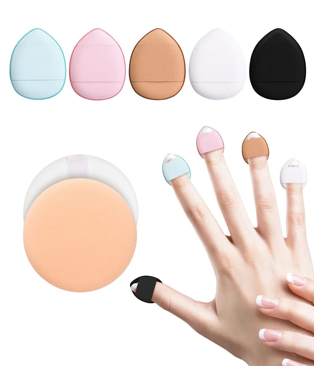 Finger Powder,Mini Powder Puff,for Foundation Concealer Cosmetic Foundation Sponge Makeup Tool Powder