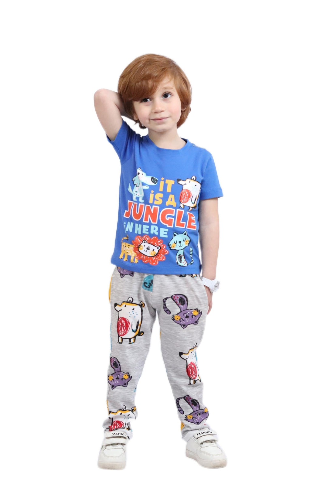 HelLo COOL Boys Summer Light Cotton Print Fashion Comfortable Sleep Itch-Free Pajamas Boys Summer Code 606