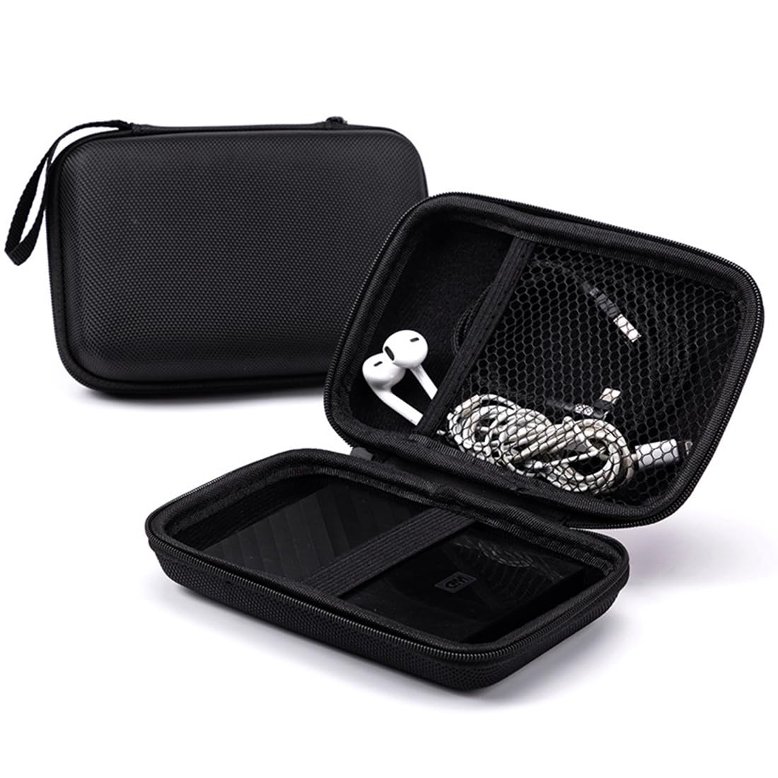 1 x HDD case for 2.5 hard drives and SSDs, robust and shockproof, for portable SSDs and external hard drives, hard travel carrying case, hard case travel carry for on the go