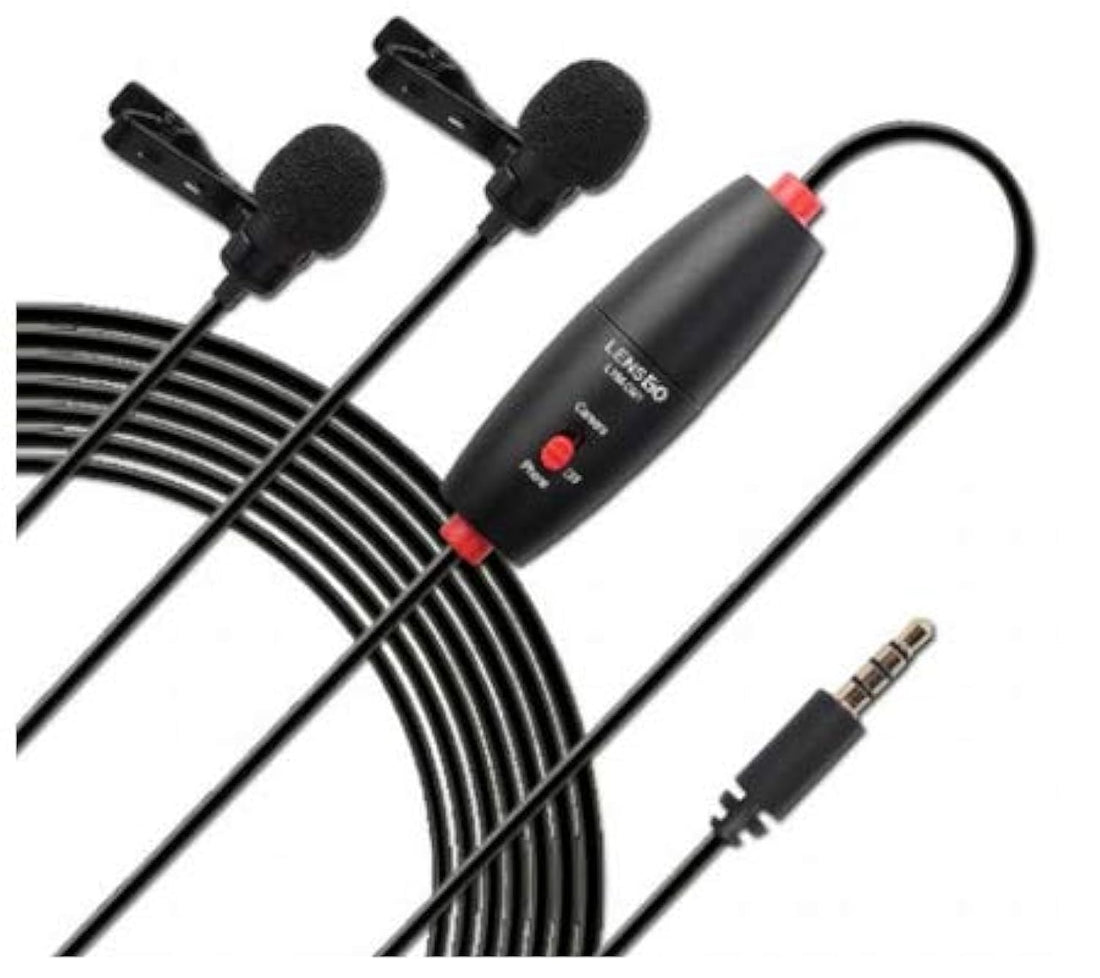 LENSGO LYM-DM1 Double Mini Omni-directional Lavalier Condenser Microphone