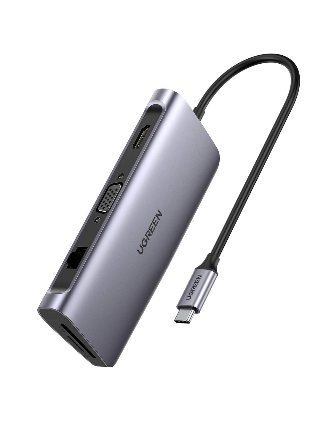 Ugreen 40873 Usb Type C 9 In 1 Multifunction Adapter- Hdmi/Vga/gigabit/typec/usb3.0 X 3/sd/tf