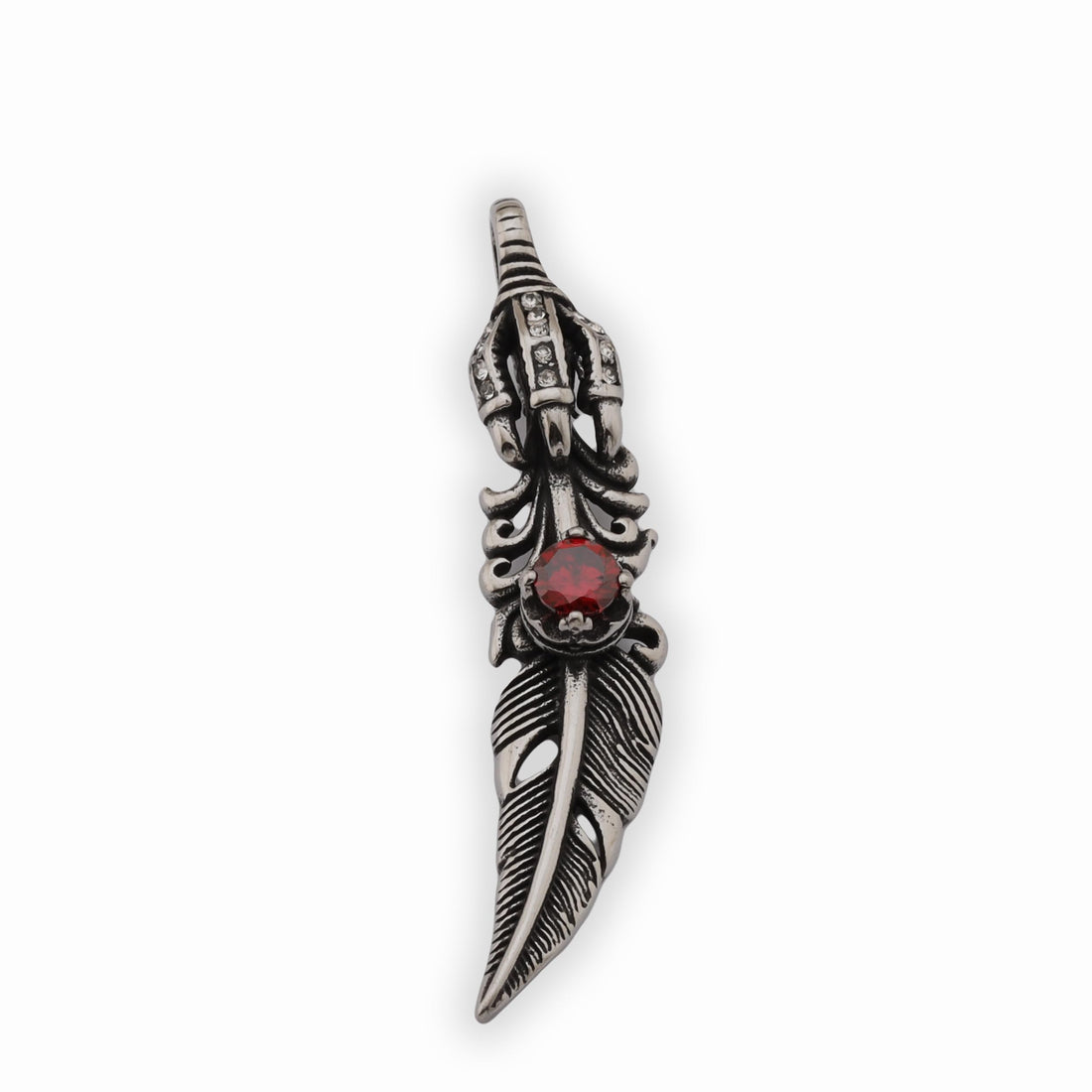 S218 - Royal Feather with red cubic zircona stone