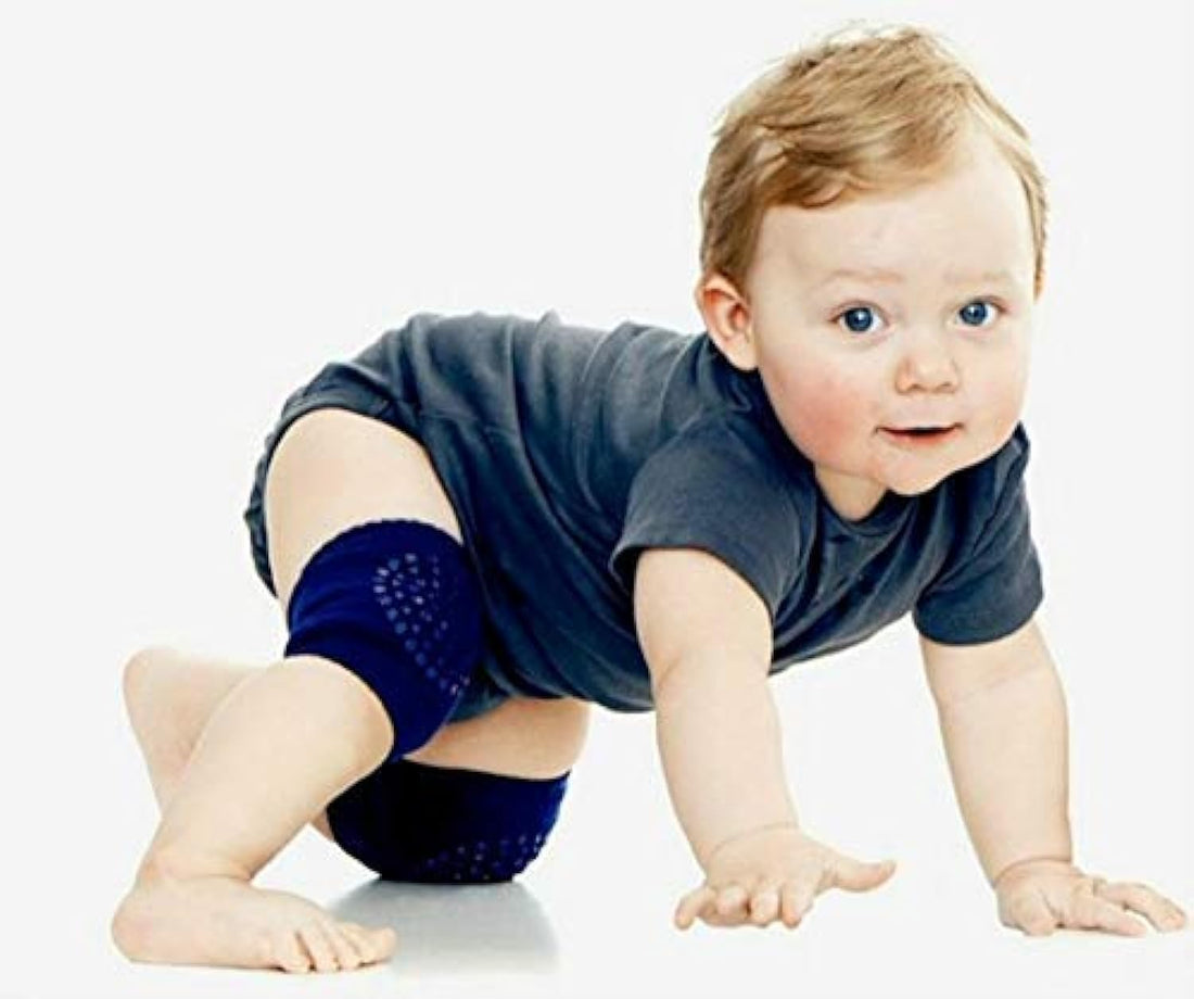 Jeval Baby Knee Pads for Crawling, Anti-Slip Padded Stretchable Elastic Cotton Soft Breathable Comfortable Knee Cap Elbow Safety Protector (Set of 1 Pairs) (Multi Color)
