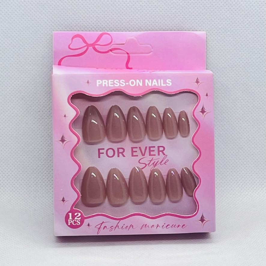 Gel Finish Press On Nails for Women – Premium Glossy Fake Nails Reusable Salon Style Manicure – 12 Trendy Colors (Pink)