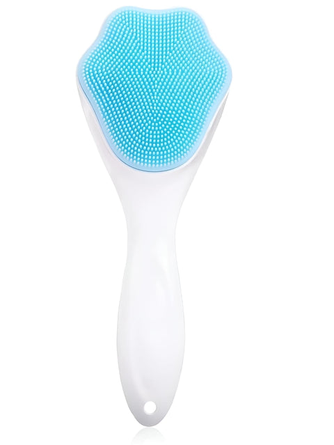Blue Silicone Face Brush - Dual-purpose exfoliating cleanser for skin and lips, waterproof, lightweight, and easy to use daily, dimensions 15cm x 5.5cm x 3.8cm