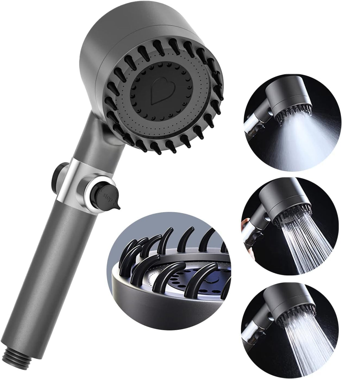 SWOPPLY High Pressure Shower Head 3 Spray Modes, Filtered Shower Head and Water Stop Button Adjust Water Flow Massage Showerhead for Adults Children Pets Home, and Gym Use
